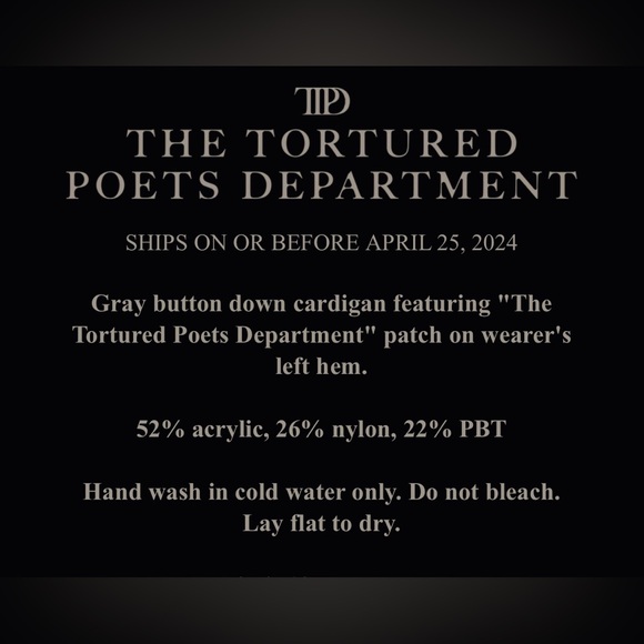 NEW Taylor Swift TTPD Cardigan - Picture 9 of 11